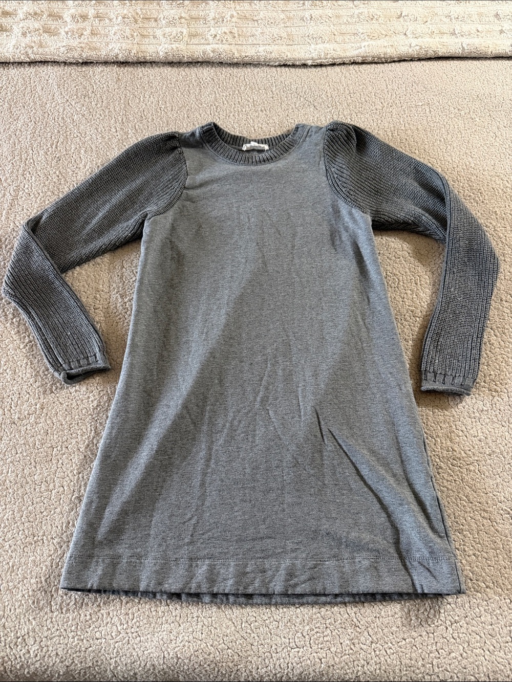 Splendid Gray Rib-Sleeve Midi Sweater Dress Small